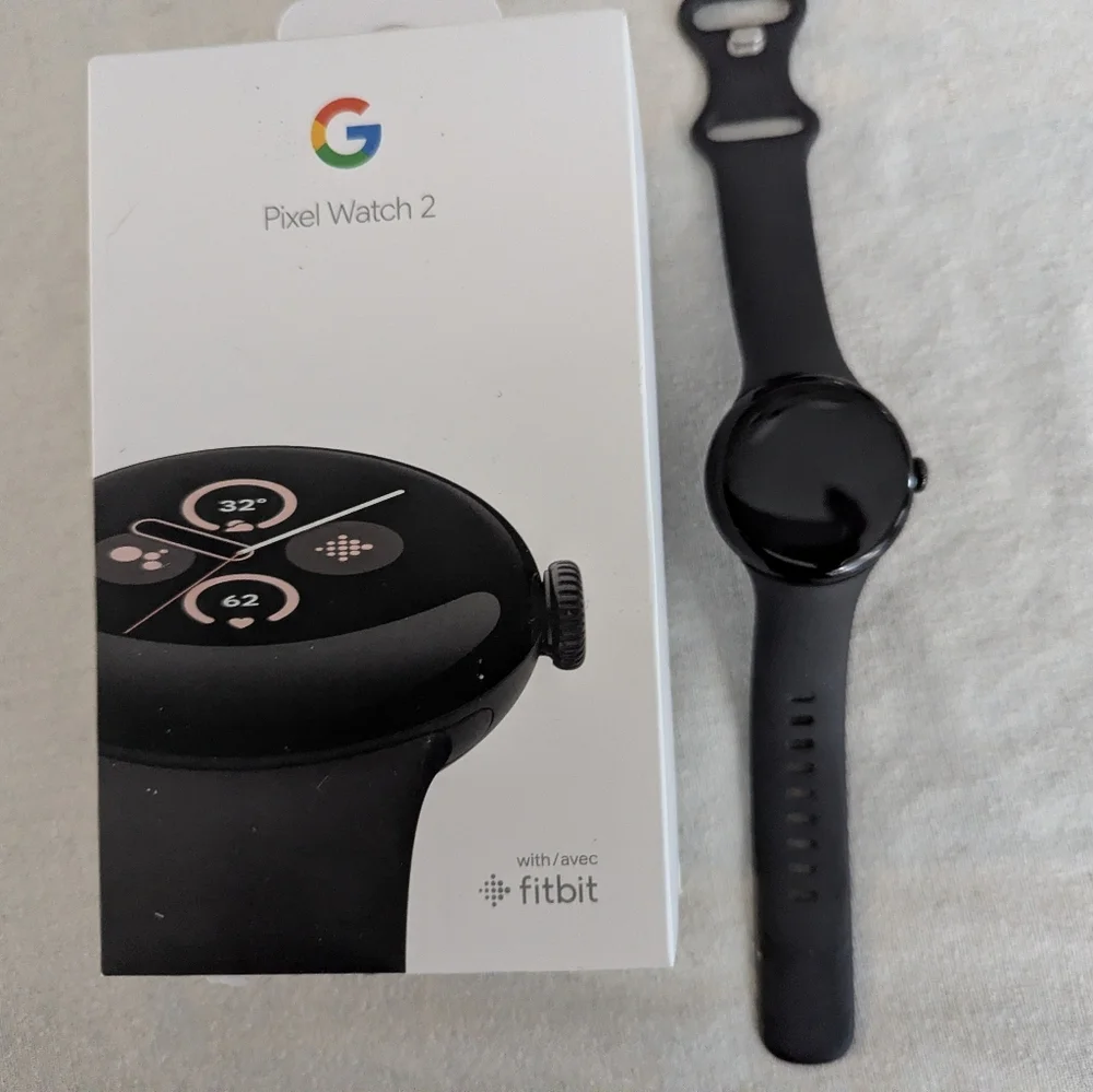 Google Pixel Watch 2 Matte Black Aluminum Case / Obsidian Active Band, Wifi